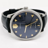 Buy Shop Gucci G Timeless Automatic Blue Dial Black Leather Strap Watch For Men - YA126347 USA Online