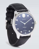 Buy Shop Gucci G Timeless Automatic Blue Dial Black Leather Strap Watch For Men - YA126347 USA Online