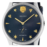 Buy Shop Gucci G Timeless Automatic Blue Dial Black Leather Strap Watch For Men - YA126347 USA Online