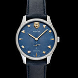 Buy Shop Gucci G Timeless Automatic Blue Dial Black Leather Strap Watch For Men - YA126347 USA Online