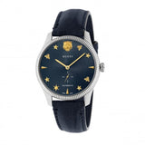 Buy Shop Gucci G Timeless Automatic Blue Dial Black Leather Strap Watch For Men - YA126347 USA Online