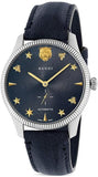 Buy Shop Gucci G Timeless Automatic Blue Dial Black Leather Strap Watch For Men - YA126347 USA Online