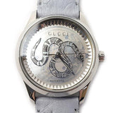 Buy Shop Gucci G Timeless Automatic Mother of Pearl Dial Blue Leather Strap Watch For Women - YA1264113 USA Online