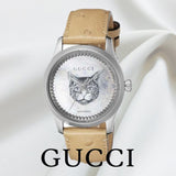 Buy Shop Gucci G Timeless Automatic Mother of Pearl Dial Brown Leather Strap Watch For Women - YA1264112 USA Online