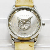 Buy Shop Gucci G Timeless Automatic Mother of Pearl Dial Brown Leather Strap Watch For Women - YA1264112 USA Online