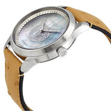 Buy Shop Gucci G Timeless Automatic Mother of Pearl Dial Brown Leather Strap Watch For Women - YA1264112 USA Online