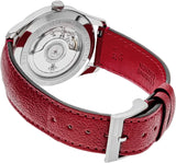 Buy Shop Gucci G Timeless Automatic Silver Dial Red Leather Strap Watch For Men - YA126346 USA Online