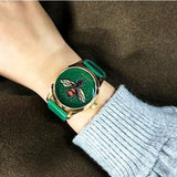 Gucci G Timeless Bee Green Dial Green Leather Strap Watch For Women - YA1264065