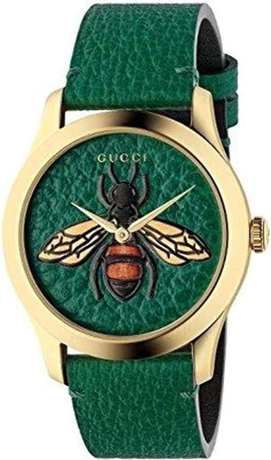 Buy Shop Gucci G Timeless Bee Green Dial Green Leather Strap Watch For Women - YA1264065 USA Online