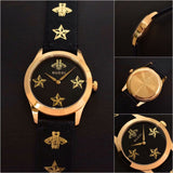 Buy Shop Gucci G Timeless Bee Motif Black Dial Black Leather Strap Watch For Women - YA1264055 USA Online