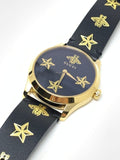 Buy Shop Gucci G Timeless Bee Motif Black Dial Black Leather Strap Watch For Women - YA1264055 USA Online