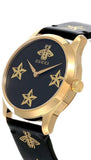 Buy Shop Gucci G Timeless Bee Motif Black Dial Black Leather Strap Watch For Women - YA1264055 USA Online
