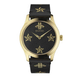 Buy Shop Gucci G Timeless Bee Motif Black Dial Black Leather Strap Watch For Women - YA1264055 USA Online