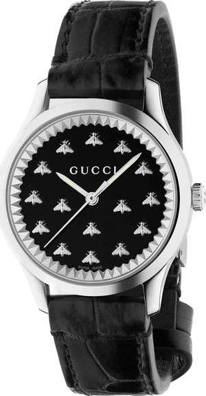 Buy Shop Gucci G Timeless Black Dial Black Leather Strap Watch for Women - YA1265055 USA Online
