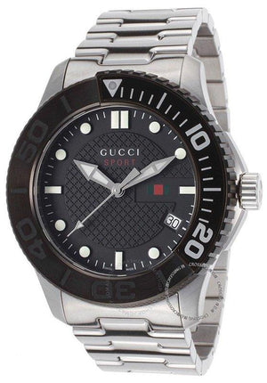 Buy Shop Gucci G Timeless Black Dial Silver Steel Strap Watch For Men - YA126249 USA Online
