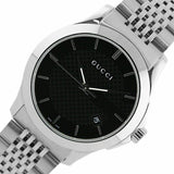 Gucci G Timeless Black Dial Silver Steel Strap Watch For Men - YA126402