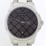 Gucci G Timeless Black Dial Silver Steel Strap Watch For Men - YA126460