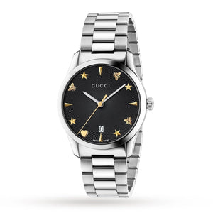 Buy Shop Gucci G Timeless Black Dial Silver Steel Strap Watch For Women - YA1264029A USA Online