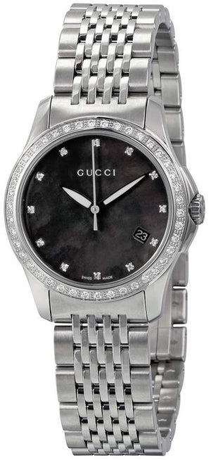 Buy Shop Gucci G Timeless Black Mother of Pearl Diamonds 38mm Watch For Women - YA126509 USA Online