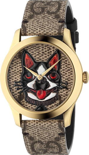 Buy Shop Gucci G-Timeless Brown Dial Brown Leather Strap Unisex Watch - YA1264057 USA Online