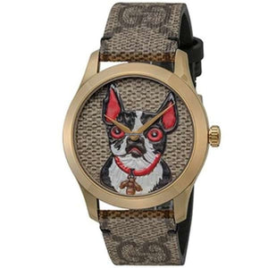 Buy Shop Gucci G Timeless Brown Dial Brown Leather Strap Watch For Women - YA1264056 USA Online