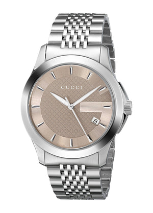 Buy Shop Gucci G Timeless Brown Dial Silver Steel Strap Watch For Men - YA126406 USA Online