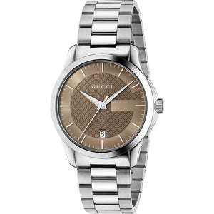 Buy Shop Gucci G Timeless Brown Dial Silver Steel Strap Watch For Men - YA126445 USA Online