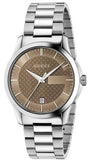 Gucci G Timeless Brown Dial Silver Steel Strap Watch For Men - YA126445