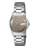 Gucci G Timeless Brown Dial Silver Steel Strap Watch For Women - YA126526