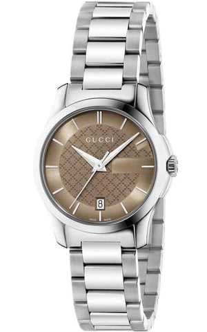 Buy Shop Gucci G Timeless Brown Dial Silver Steel Strap Watch For Women - YA126526 USA Online
