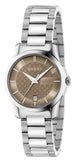 Gucci G Timeless Brown Dial Silver Steel Strap Watch For Women - YA126526
