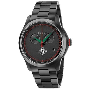 Buy Shop Gucci G-Timeless Chronograph Black Dial Black Steel Strap Watch For Men - YA126269 USA Online