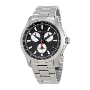 Buy Shop Gucci G-Timeless Chronograph Black Dial Silver Steel Strap Watch For Men - YA126267 USA Online
