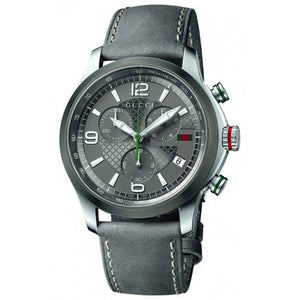 Buy Shop Gucci G Timeless Chronograph Grey Dial Grey Leather Strap Watch For Men - YA126242 USA Online