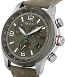 Buy Shop Gucci G Timeless Chronograph Grey Dial Grey Leather Strap Watch For Men - YA126242 USA Online