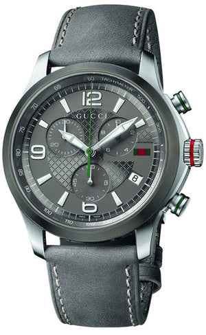 Buy Shop Gucci G Timeless Chronograph Grey Dial Grey Leather Strap Watch For Men - YA126242 USA Online