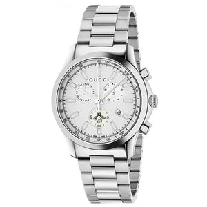 Buy Shop Gucci G Timeless Chronograph White Dial Silver Steel Strap Watch For Men - YA126472 USA Online