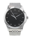 Buy Shop Gucci G Timeless Diamonds Black Dial Silver Steel Strap Watch For Men - YA126405 USA Online