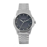 Buy Shop Gucci G Timeless Diamonds Black Dial Silver Steel Strap Watch For Men - YA126405 USA Online