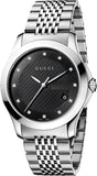 Buy Shop Gucci G Timeless Diamonds Black Dial Silver Steel Strap Watch For Men - YA126405 USA Online