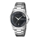 Buy Shop Gucci G Timeless Diamonds Black Dial Silver Steel Strap Watch For Men - YA126456 USA Online