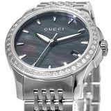 Buy Shop Gucci G Timeless Diamonds Mother of Pearl Black Dial Silver Mesh Bracelet Watch For Women - YA126507 USA Online