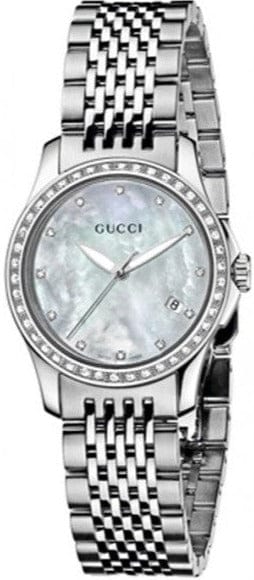 Buy Shop Gucci G Timeless Diamonds Mother of Pearl Dial Silver Mesh Bracelet Watch For Women - YA126508 USA Online