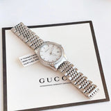 Buy Shop Gucci G Timeless Diamonds Mother of Pearl Dial Silver Steel Strap Watch For Women - YA126506 USA Online