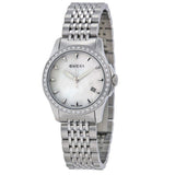Buy Shop Gucci G Timeless Diamonds Mother of Pearl Dial Silver Steel Strap Watch For Women - YA126506 USA Online