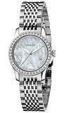 Buy Shop Gucci G Timeless Diamonds Mother of Pearl Dial Silver Steel Strap Watch For Women - YA126506 USA Online