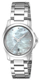 Gucci G Timeless Diamonds Mother of Pearl Dial Silver Steel Strap Watch For Women - YA126542