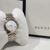 Buy Shop Gucci G Timeless Diamonds Mother of Pearl Dial Two Tone Mesh Bracelet Watch for Women - YA126513 USA Online