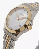 Buy Shop Gucci G Timeless Diamonds Mother of Pearl Dial Two Tone Mesh Bracelet Watch for Women - YA126513 USA Online