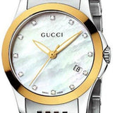 Buy Shop Gucci G Timeless Diamonds Mother of Pearl Dial Two Tone Mesh Bracelet Watch for Women - YA126513 USA Online